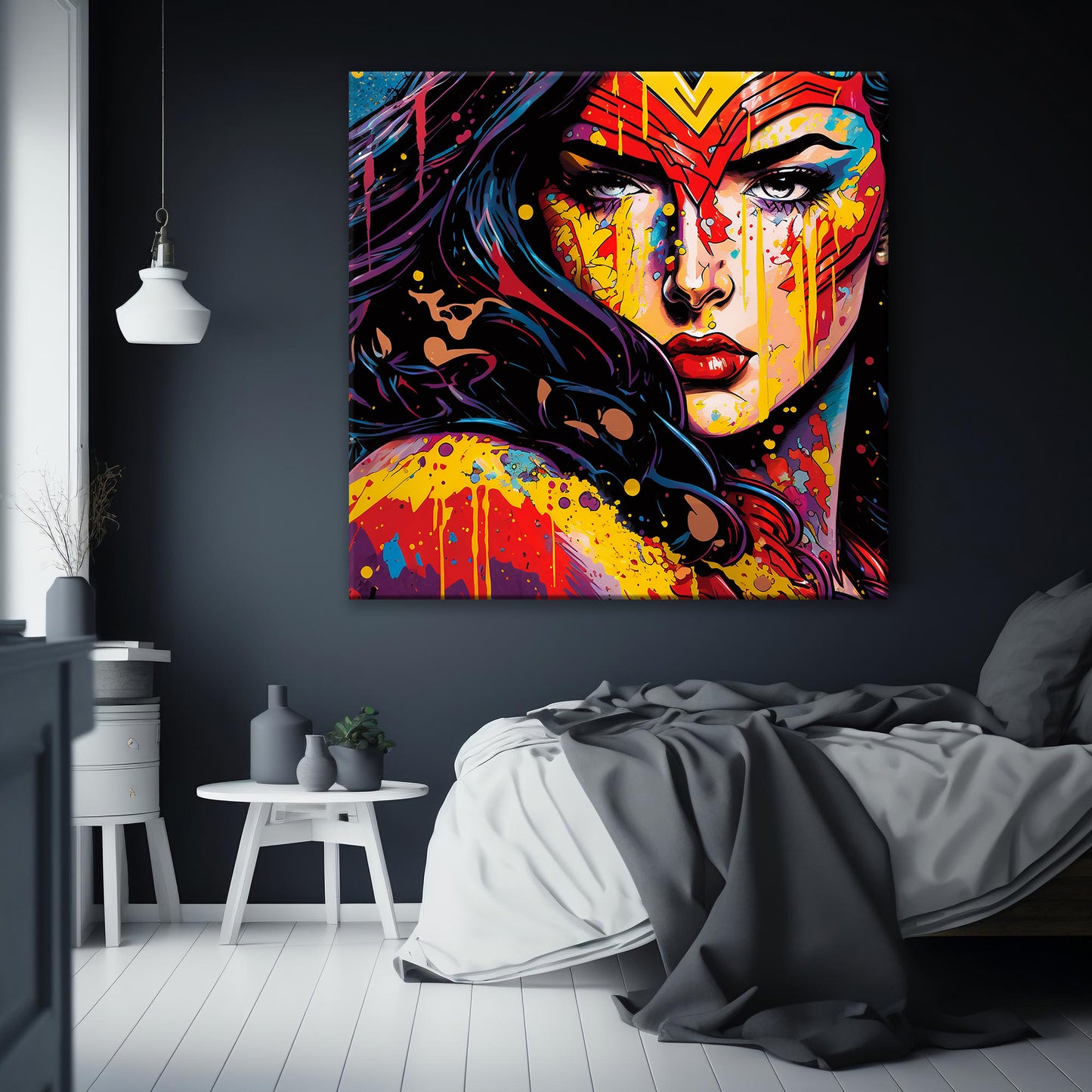 Wonder Woman Oil Paint Canvas Print Graffiti Square Canvas Art - 150