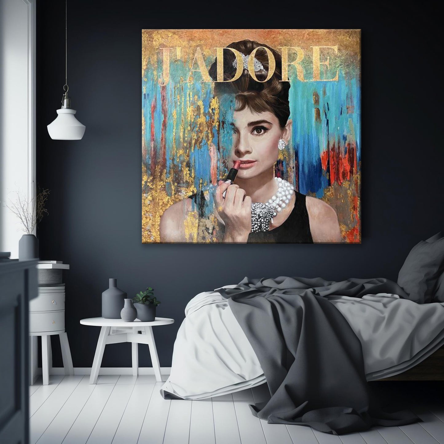 Audrey Hepburn - Makeup Pop Art Canvas Wall Art, Lips Graffiti Pop Art - 283