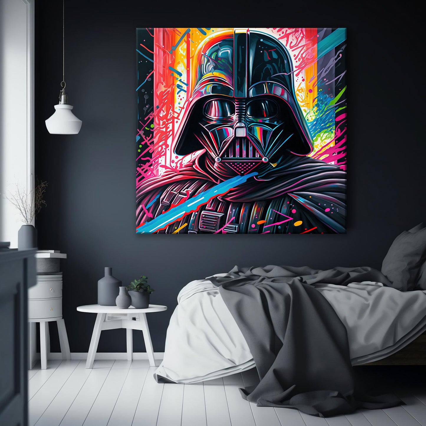 Darth Vader Colorful Oil Paint Canvas Print Graffiti Square Canvas Art - 138