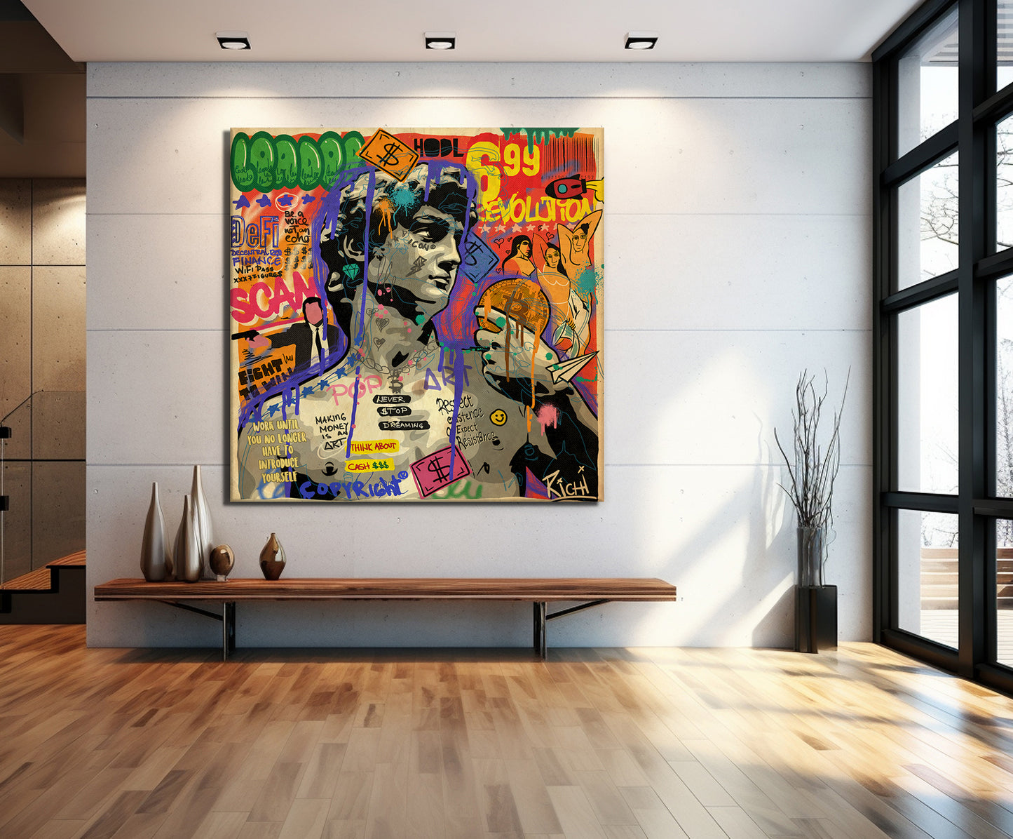 Banksy Graffiti David Canvas Wall Art, Luxury Painting Fashion Prints, David Pop art - 52