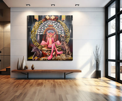 Big Boss Pink Panther Graffiti Pop Art Canvas Wall Art, Banksy Graffiti Pop Art - 336