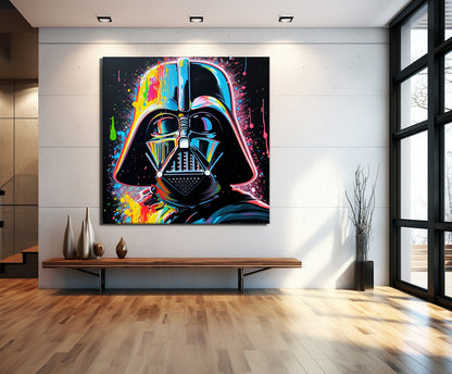 Darth Vader Pop Art Colorful Graffiti Square Canvas Art, Banksy Art - 134