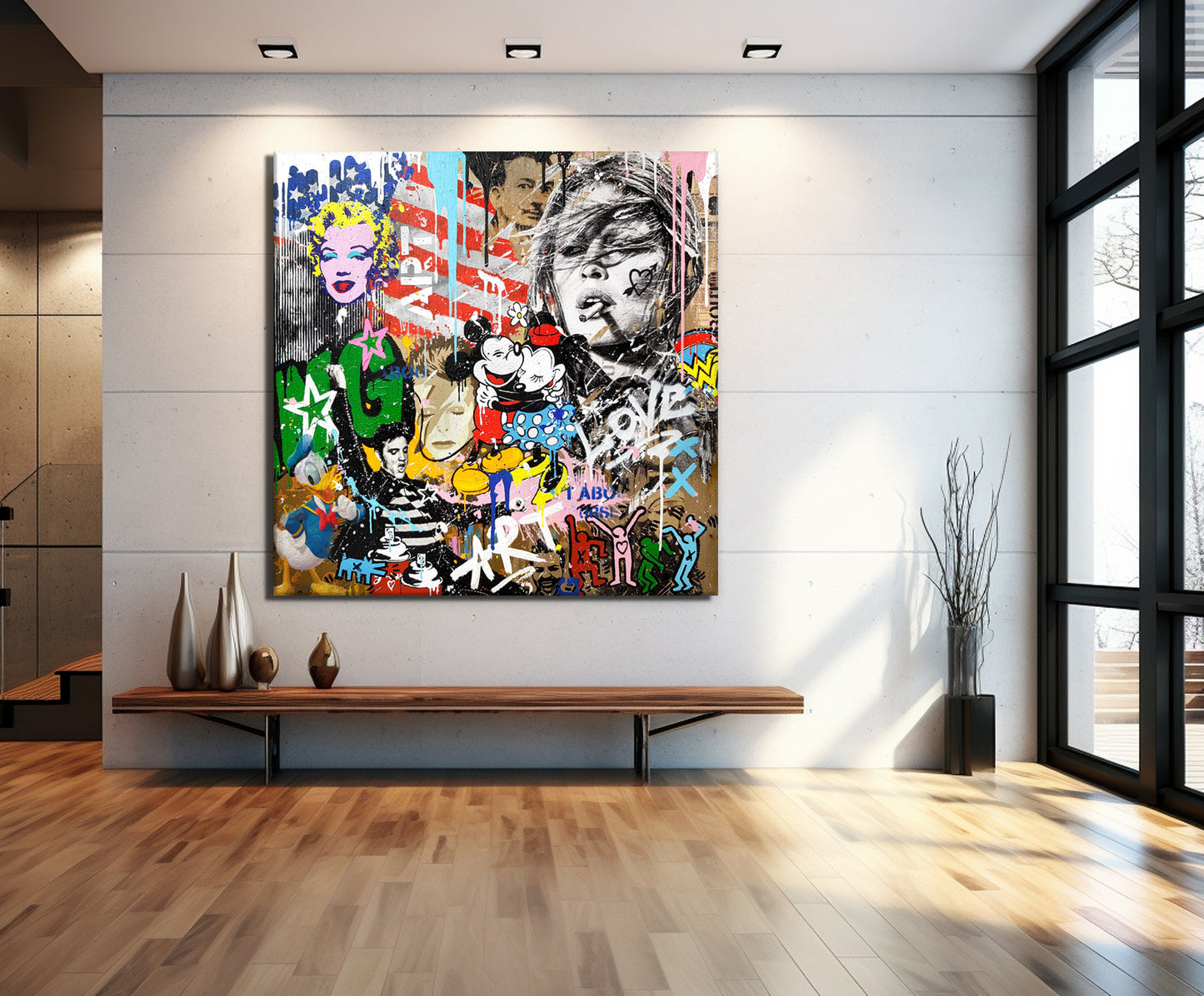 Square - Square - Kate Moss And Mickey Mouse - Banksy Graffiti Pop Art - 256