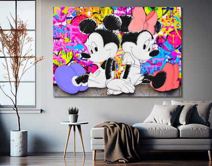 Mickey Mouse Hand Drawing  Graffiti Pop Art, Graffiti Canvas Art - 330