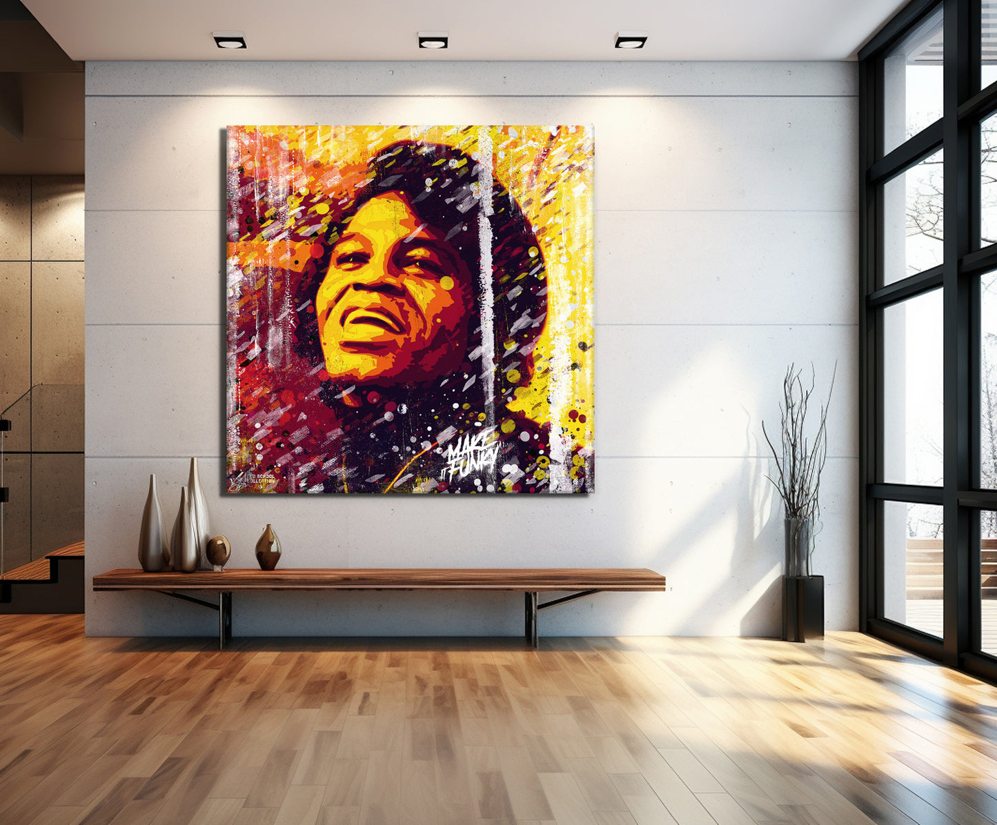 James Brown Abstract Painting Canvas Wall Art, Square Canvas Wall Art - 156