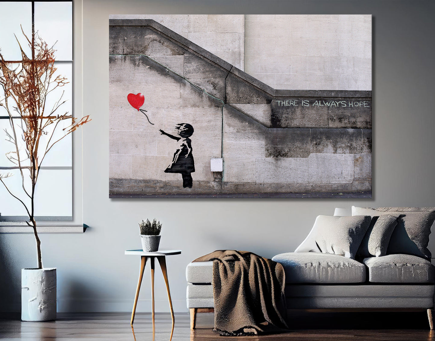 Banksy Girl With Heart Baloon - Banksy Style Canvas/ Printed Picture Wall Art Decoration - 184