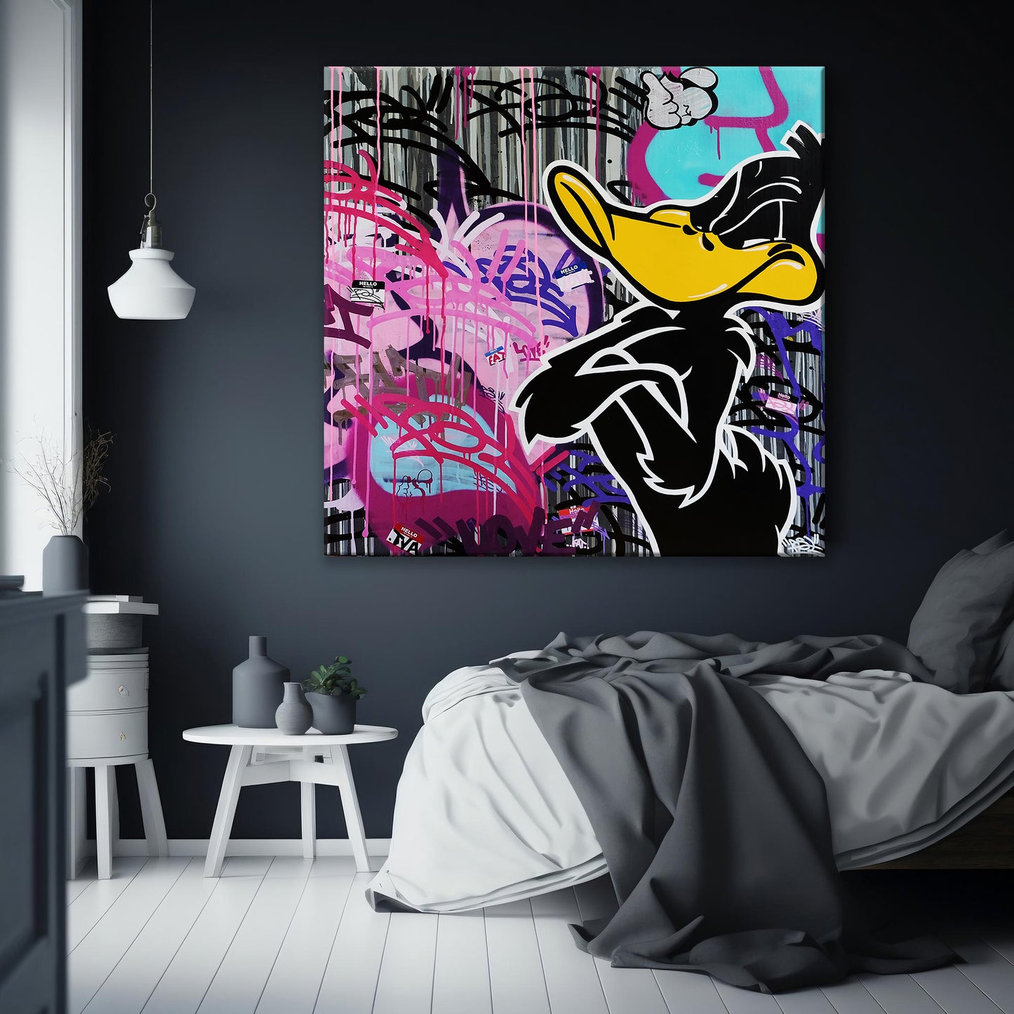 Daffy Duck Popart Painting Canvas Print, Luxury Painting Fashion Prints Dorlock Homes - 121