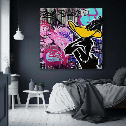 Daffy Duck Popart Painting Canvas Print, Luxury Painting Fashion Prints Dorlock Homes - 121