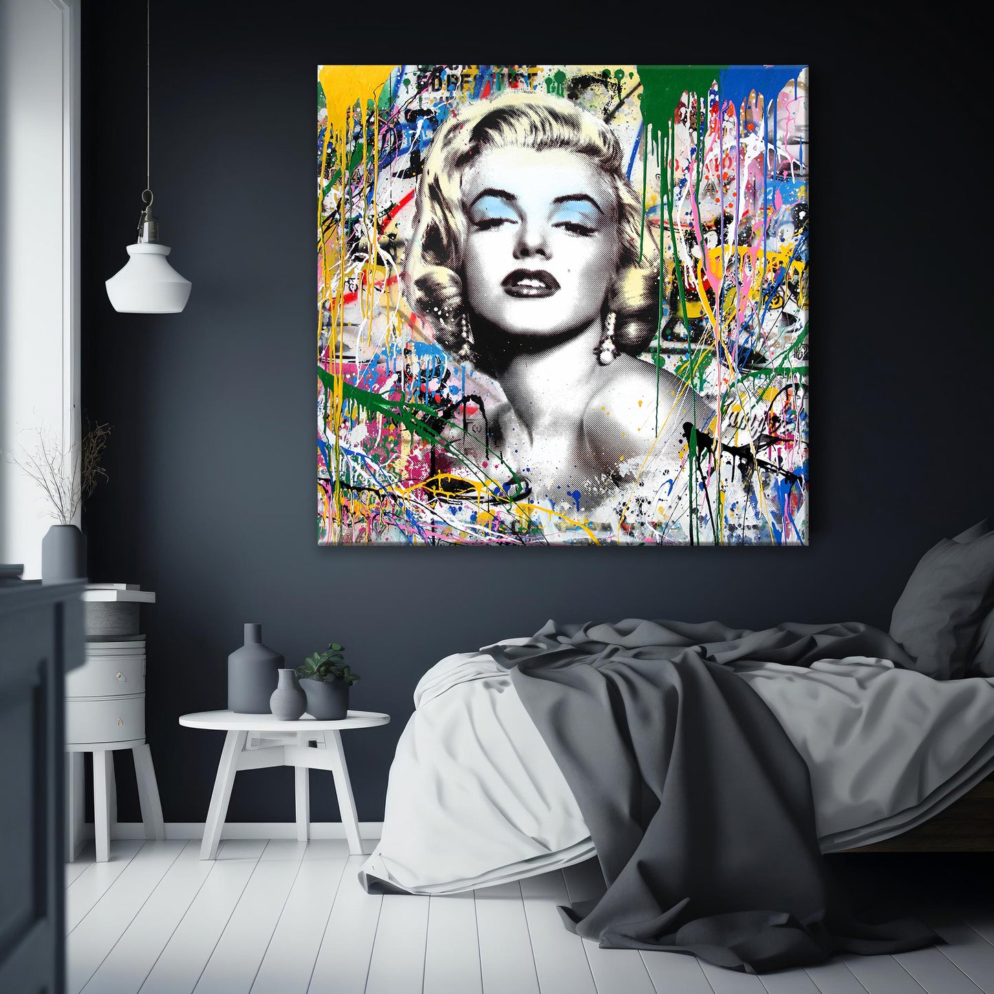 Banksy Square Marilyn Monroe Graffiti Pop Art Canvas, Banksy Style Pop Art - 89