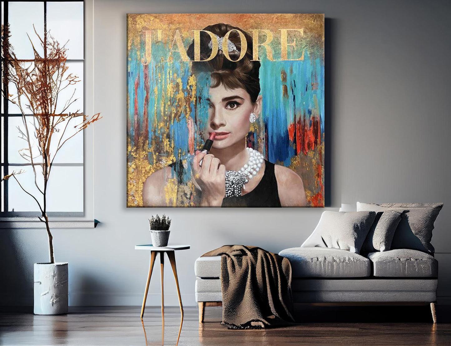 Audrey Hepburn - Makeup Pop Art Canvas Wall Art, Lips Graffiti Pop Art - 283