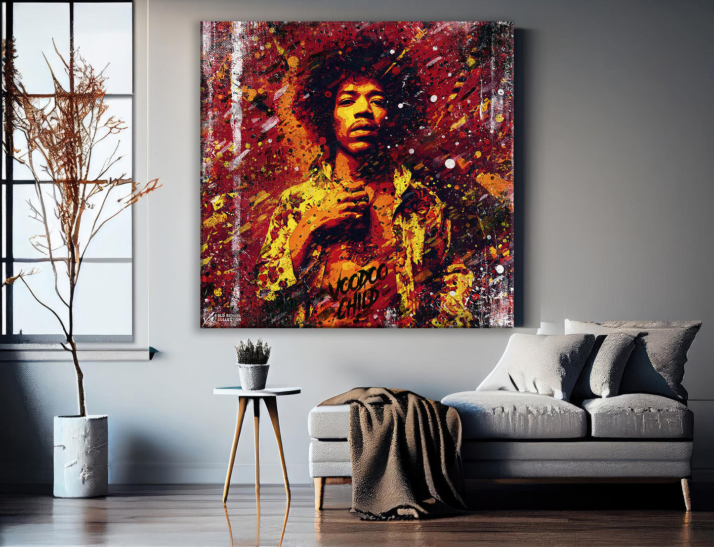 Jimi Hendrix Abstract Painting Canvas Wall Art, Square Canvas Wall Art - 159