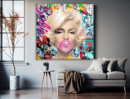 Square - Marilyn Monroe - Chupa Chups Pop Art Canvas Print, Banksy Art - 251