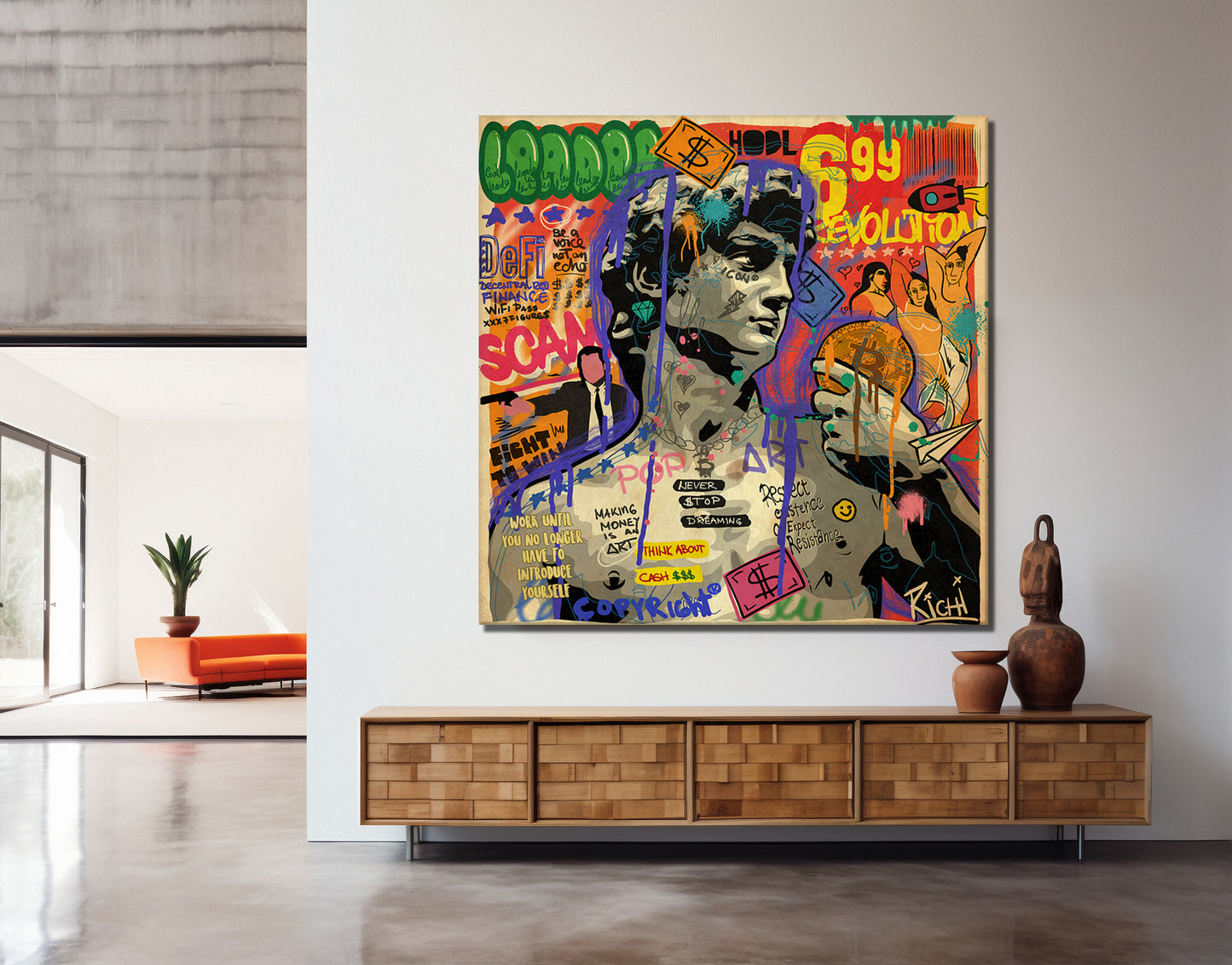 Banksy Graffiti David Canvas Wall Art, Luxury Painting Fashion Prints, David Pop art - 52