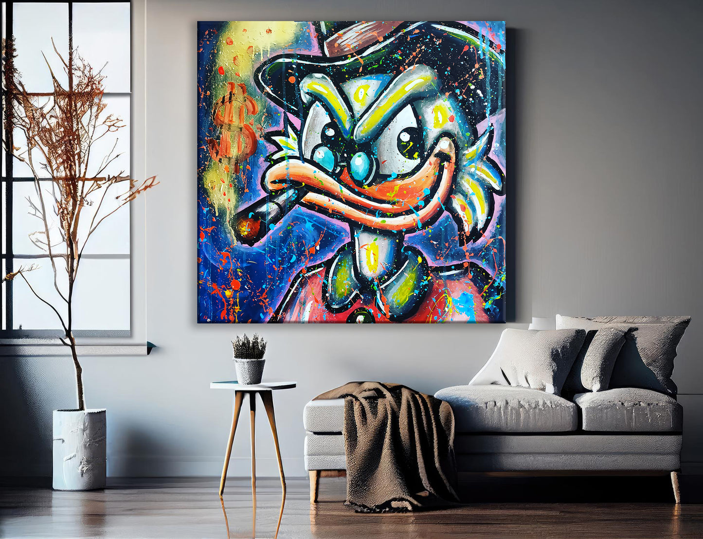 Banksy Square Mcduck Graffiti Painting Canvas Print, Banksy Style Pop Art - 88