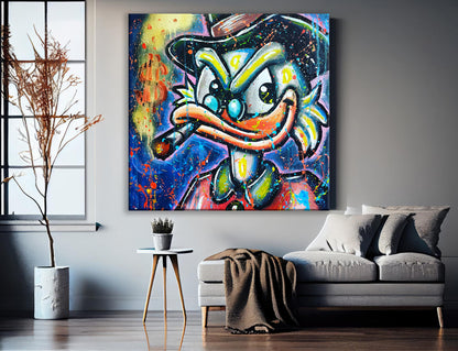 Banksy Square Mcduck Graffiti Painting Canvas Print, Banksy Style Pop Art - 88