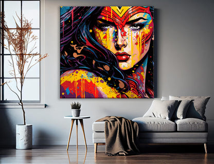 Wonder Woman Oil Paint Canvas Print Graffiti Square Canvas Art - 150