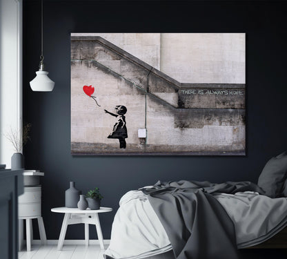 Banksy Girl With Heart Baloon - Banksy Style Canvas/ Printed Picture Wall Art Decoration - 184