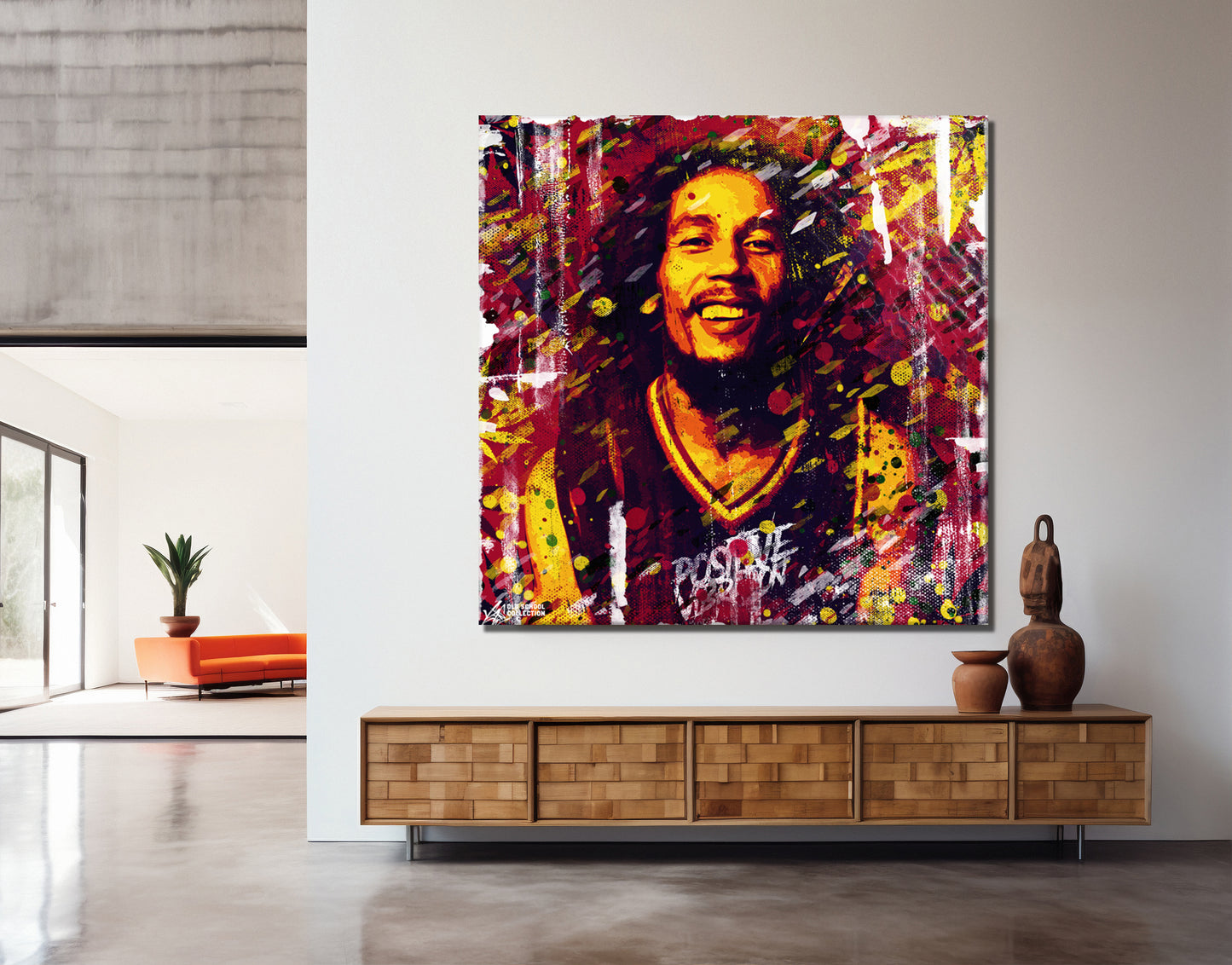 Bob Marley Abstract Painting Canvas Wall Art, Square Canvas Wall Art - 155