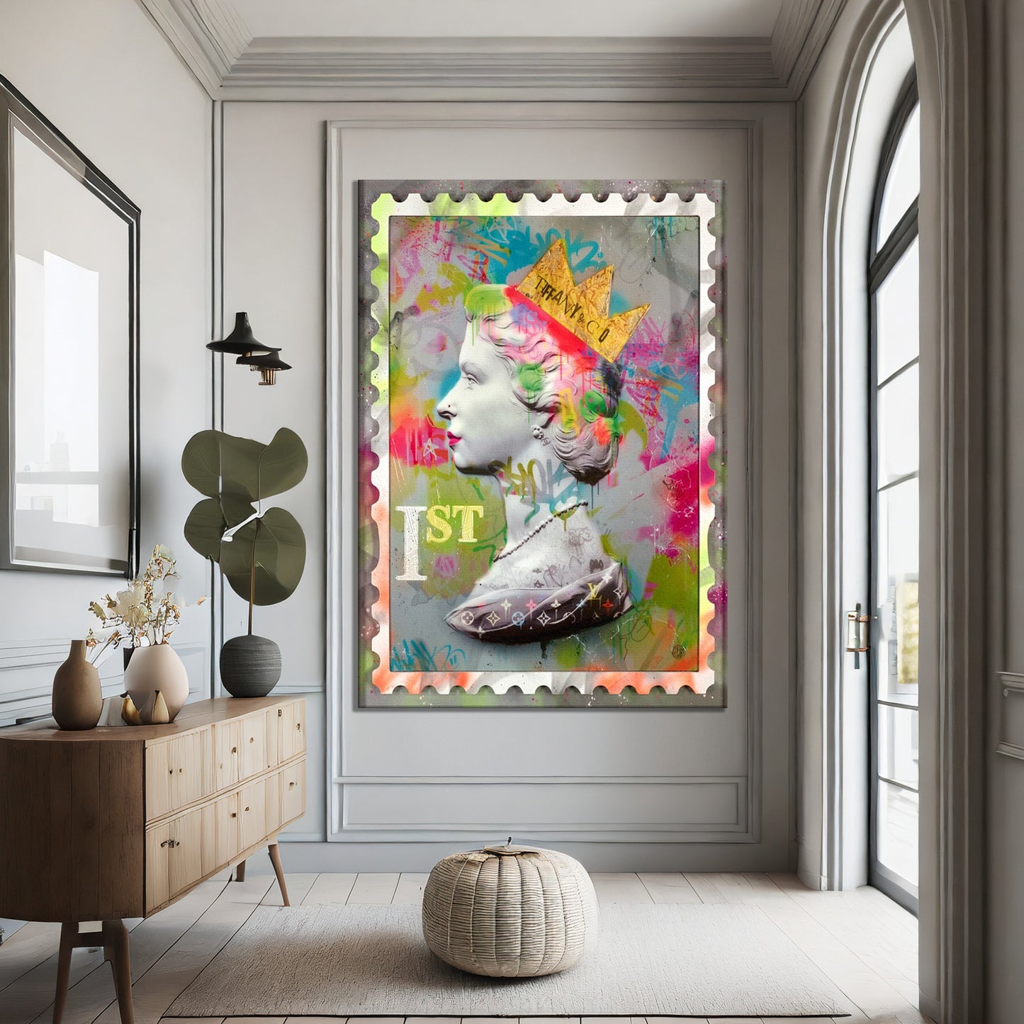 Queen Elizabeth - Pop Art Design Canvas Print, Banksy Canvas Wall Art - 305