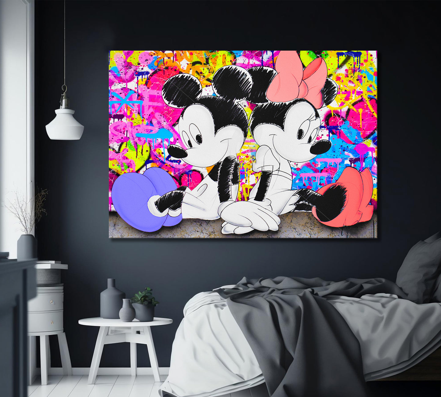 Mickey Mouse Hand Drawing  Graffiti Pop Art, Graffiti Canvas Art - 330