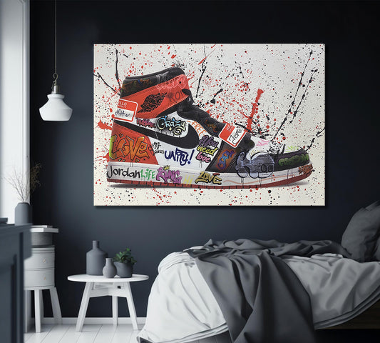 Jordan Graffiti Canvas Wall Art, Air Jordan Canvas Wall Art, Jordan 1 Graffiti Canvas, Modern Graffiti Canvas - 183