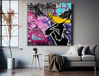 Daffy Duck Popart Painting Canvas Print, Luxury Painting Fashion Prints Dorlock Homes - 121