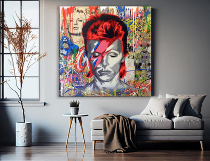 Banksy Graffiti David Bowie Canvas Wall Art, Luxury Painting Fashion Prints, David Bowie - 87