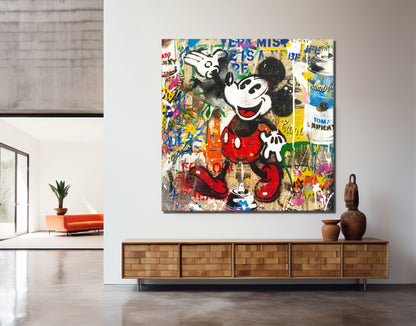 Mickey Mouse Vintage Pop Art Canvas Print, Luxury Painting Fashion Prints - 107