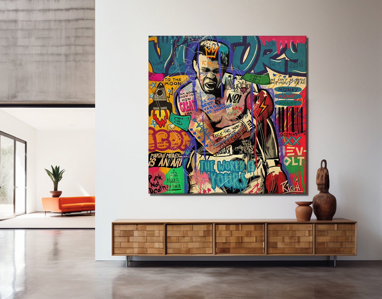 Banksy Graffiti Muhammed Ali Canvas Art Print, Luxury Painting Fashion Prints, Muhammed Ali Christmas Gift Pictures Home Decor - 58