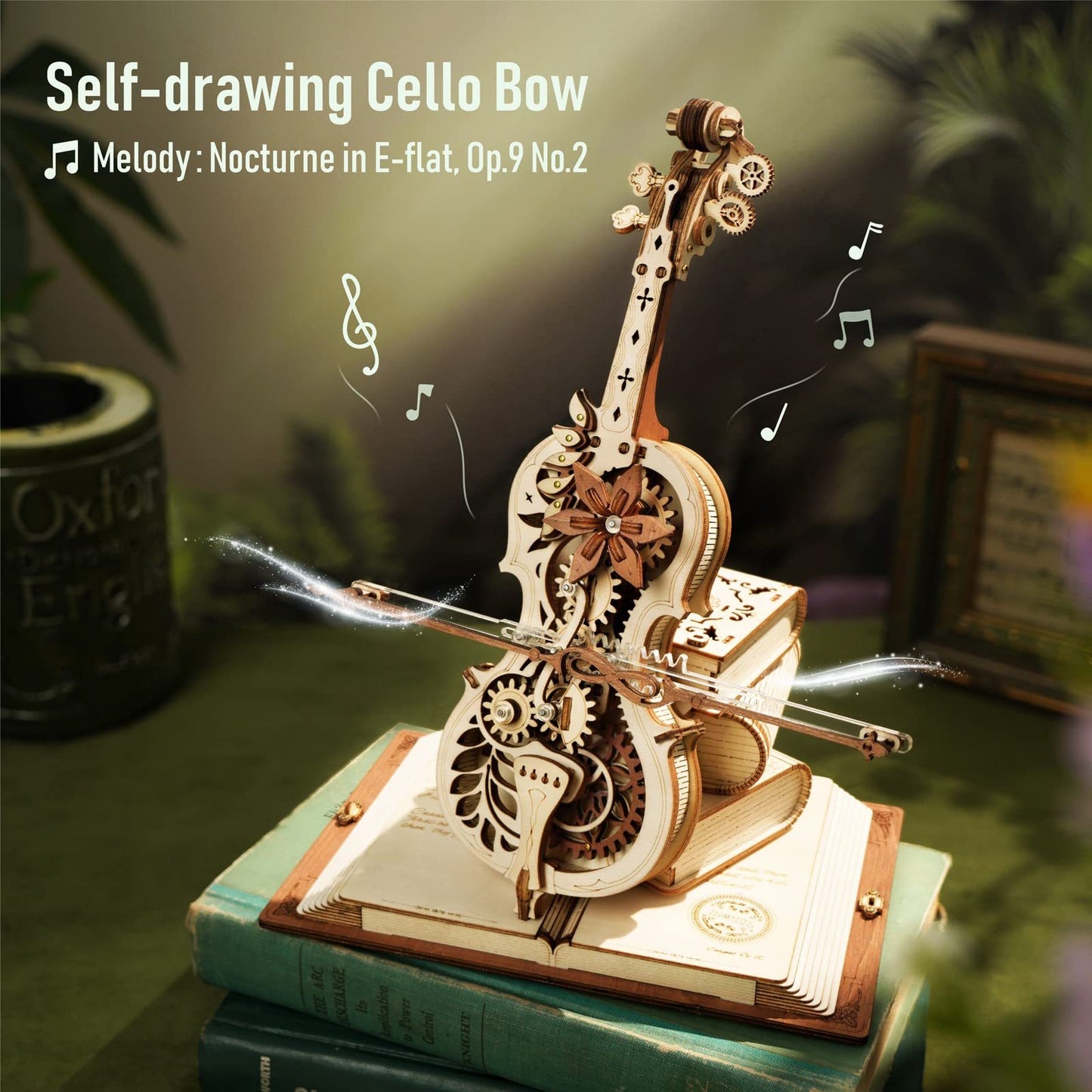 Magic Cello Mechanical Music Box Moveable Stem Funny Creative Toys For Child Girls 3D Wooden Puzzle