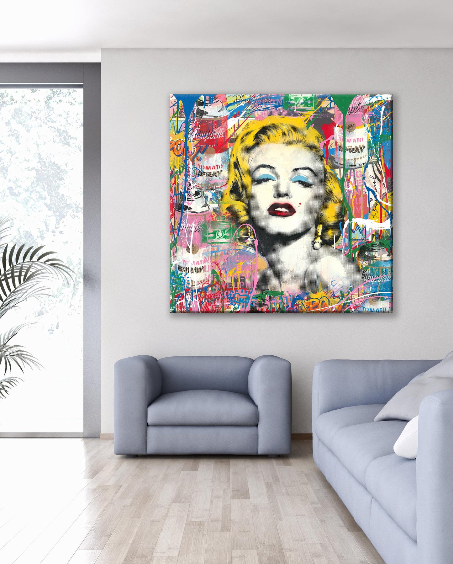 Marilyn Monroe Square Pop Art Canvas Print, Banksy Art, Marilyn Monroe Graffiti - 124