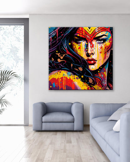 Wonder Woman Oil Paint Canvas Print Graffiti Square Canvas Art - 150