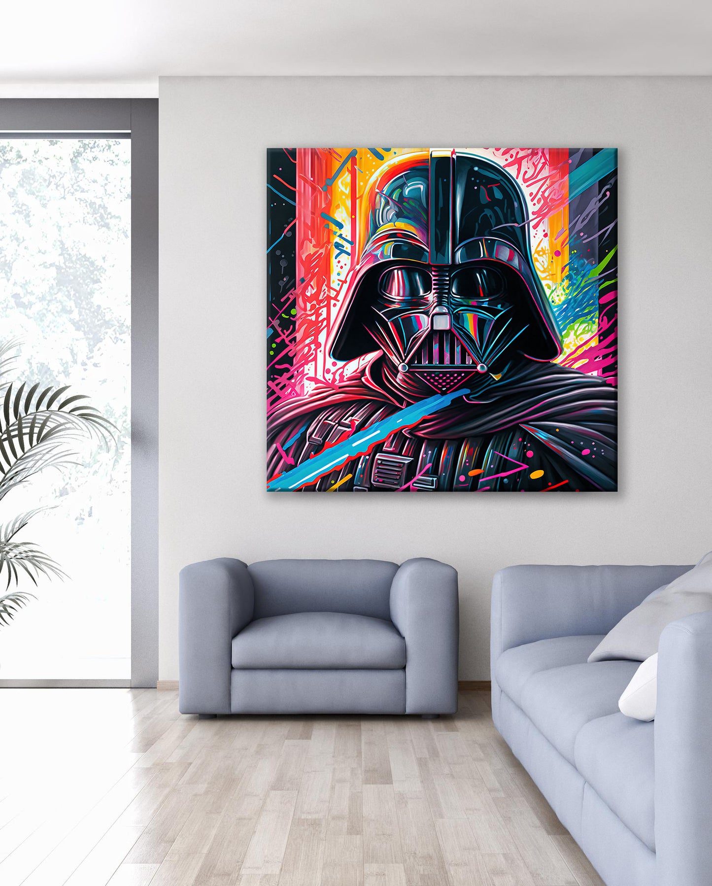 Darth Vader Colorful Oil Paint Canvas Print Graffiti Square Canvas Art - 138