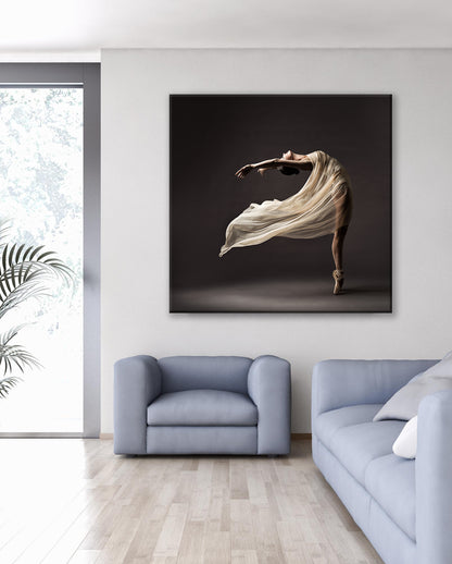 Ballerina Dancing Canvas Wall Art, In Silk Dress Modern Design Home Decor PPL-113