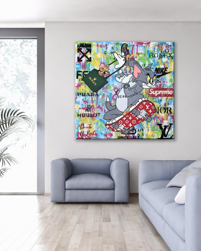 Tom & Jerry Popart Painting Canvas Print, Luxury Painting Fashion Prints - 120