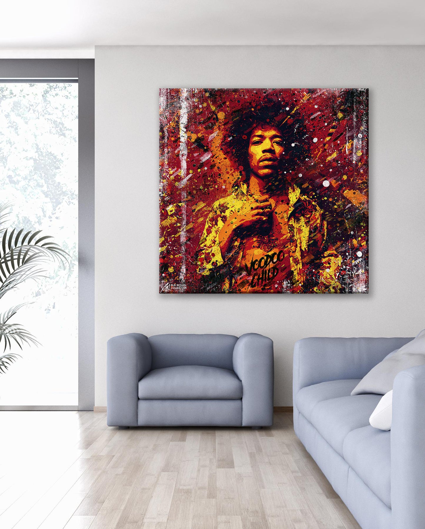 Jimi Hendrix Abstract Painting Canvas Wall Art, Square Canvas Wall Art - 159