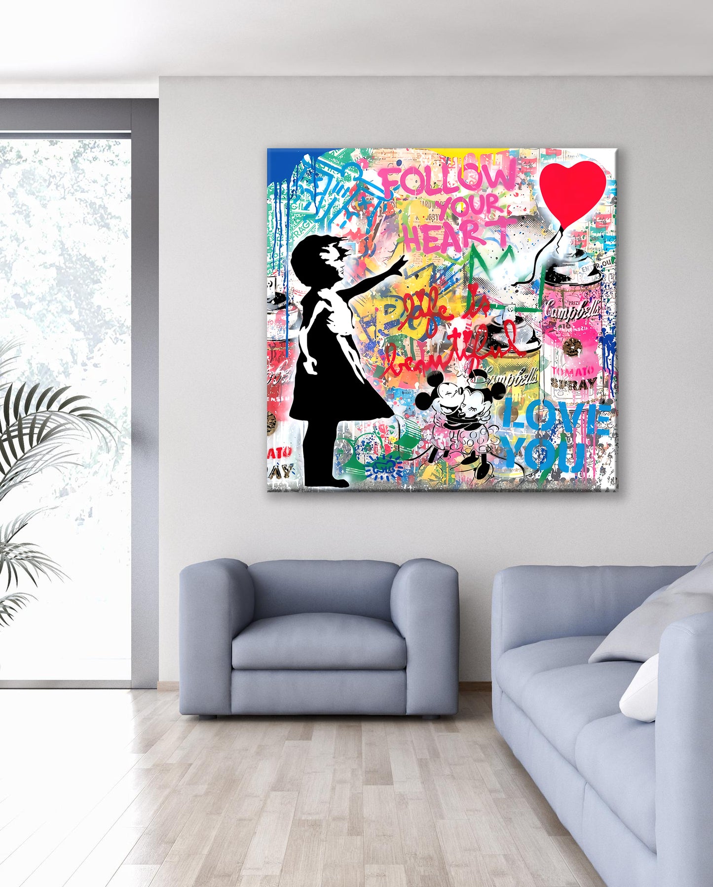 Banksy Graffiti Balloon Girl Canvas Wall Art, Luxury Painting Fashion Prints, Balloon girl Follow Your Heart