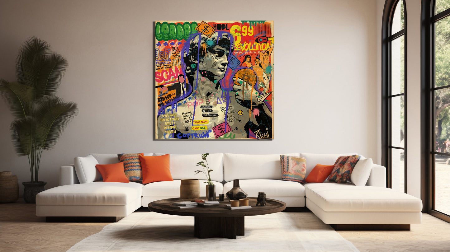 Banksy Graffiti David Canvas Wall Art, Luxury Painting Fashion Prints, David Pop art - 52