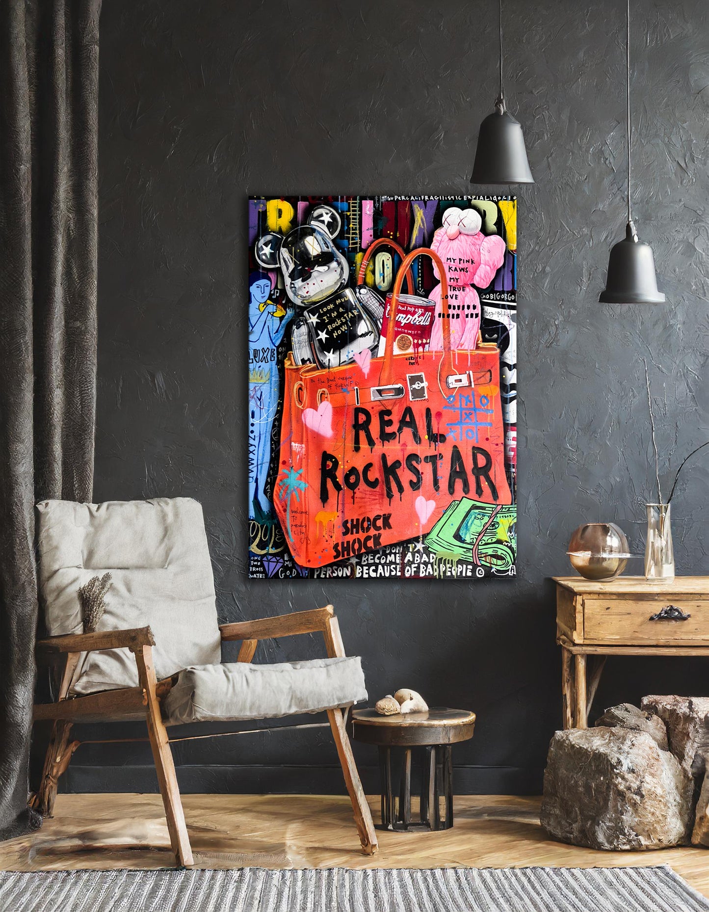 Banksy  Real Rockstar Birkin Oil Painting Pop Art Canvas Print -  Real Rockstar Birkin Pop Art Graffiti Wall Art, Pop Art Graffiti Home Decor, Pop Art Room Decor - 21