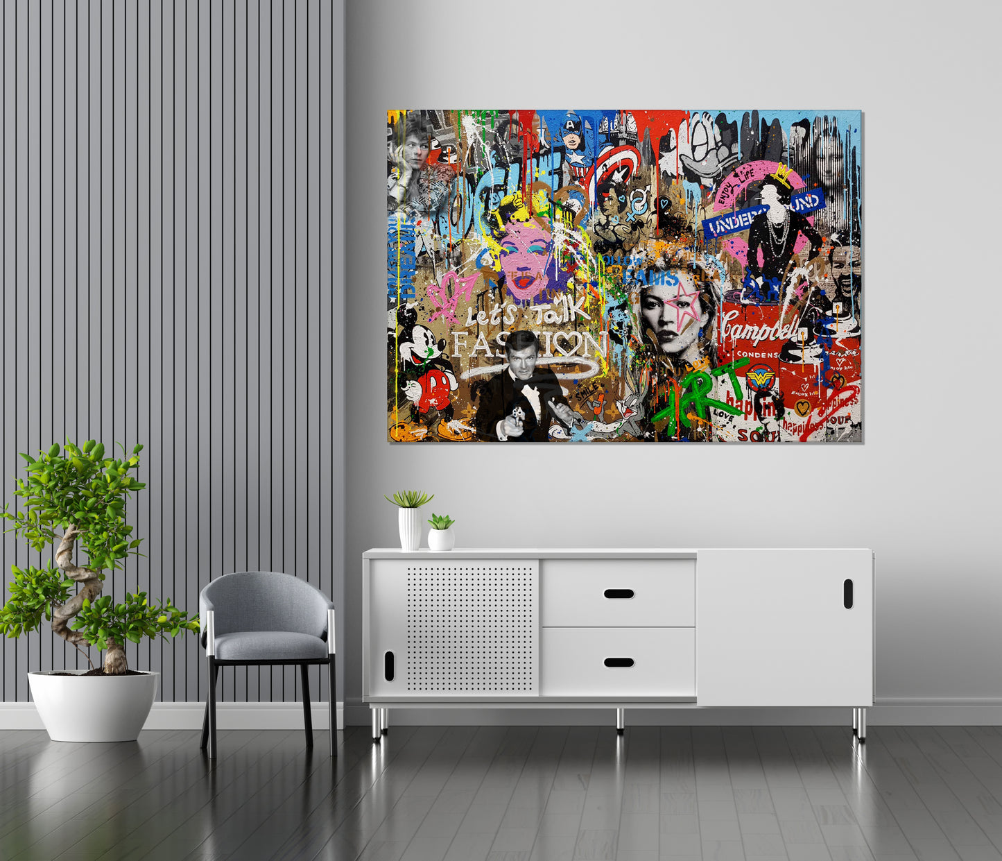 Lets Talk Fashion Pop Art Multi Character Graffiti Pop Art Canvas Wall Art - 266