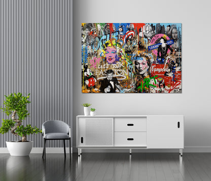 Lets Talk Fashion Pop Art Multi Character Graffiti Pop Art Canvas Wall Art - 266