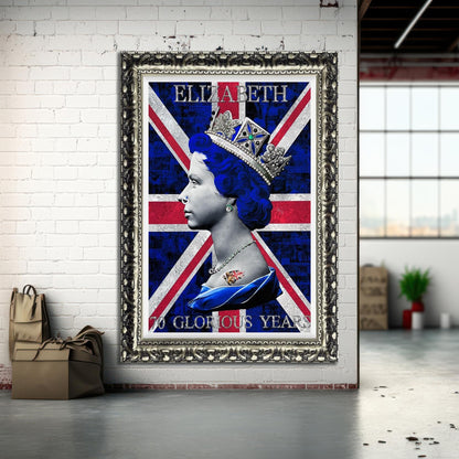 Queen Elizabeth Young Canvas Print, Banksy Canvas Wall Art -307