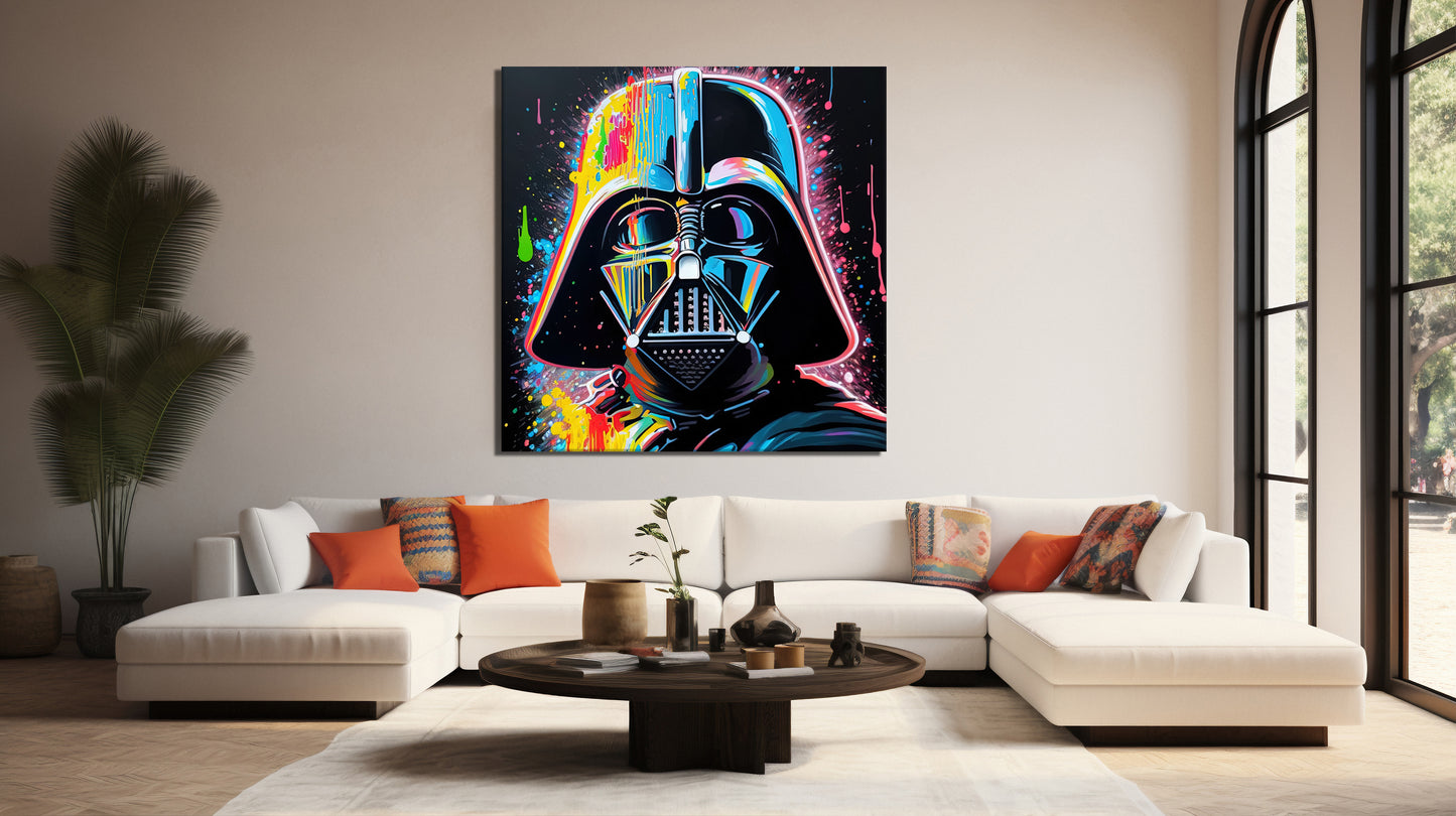 Darth Vader Pop Art Colorful Graffiti Square Canvas Art, Banksy Art - 134