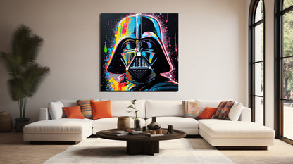 Darth Vader Pop Art Colorful Graffiti Square Canvas Art, Banksy Art - 134