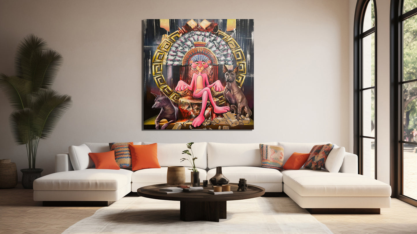 Big Boss Pink Panther Graffiti Pop Art Canvas Wall Art, Banksy Graffiti Pop Art - 336