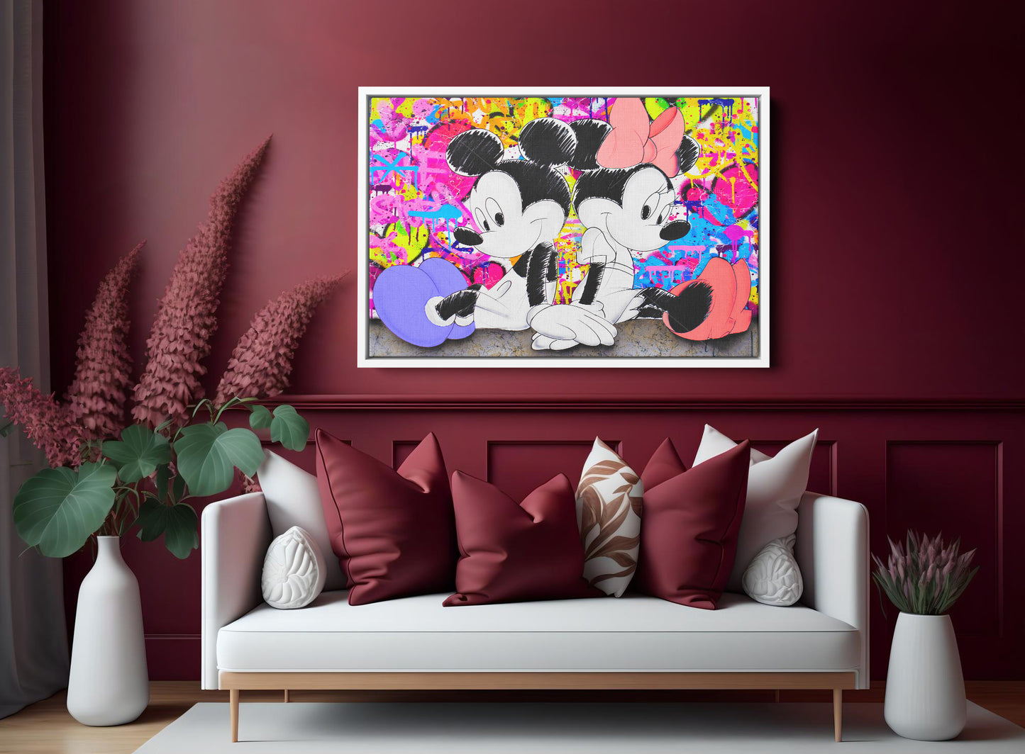 Mickey Mouse Hand Drawing  Graffiti Pop Art, Graffiti Canvas Art - 330