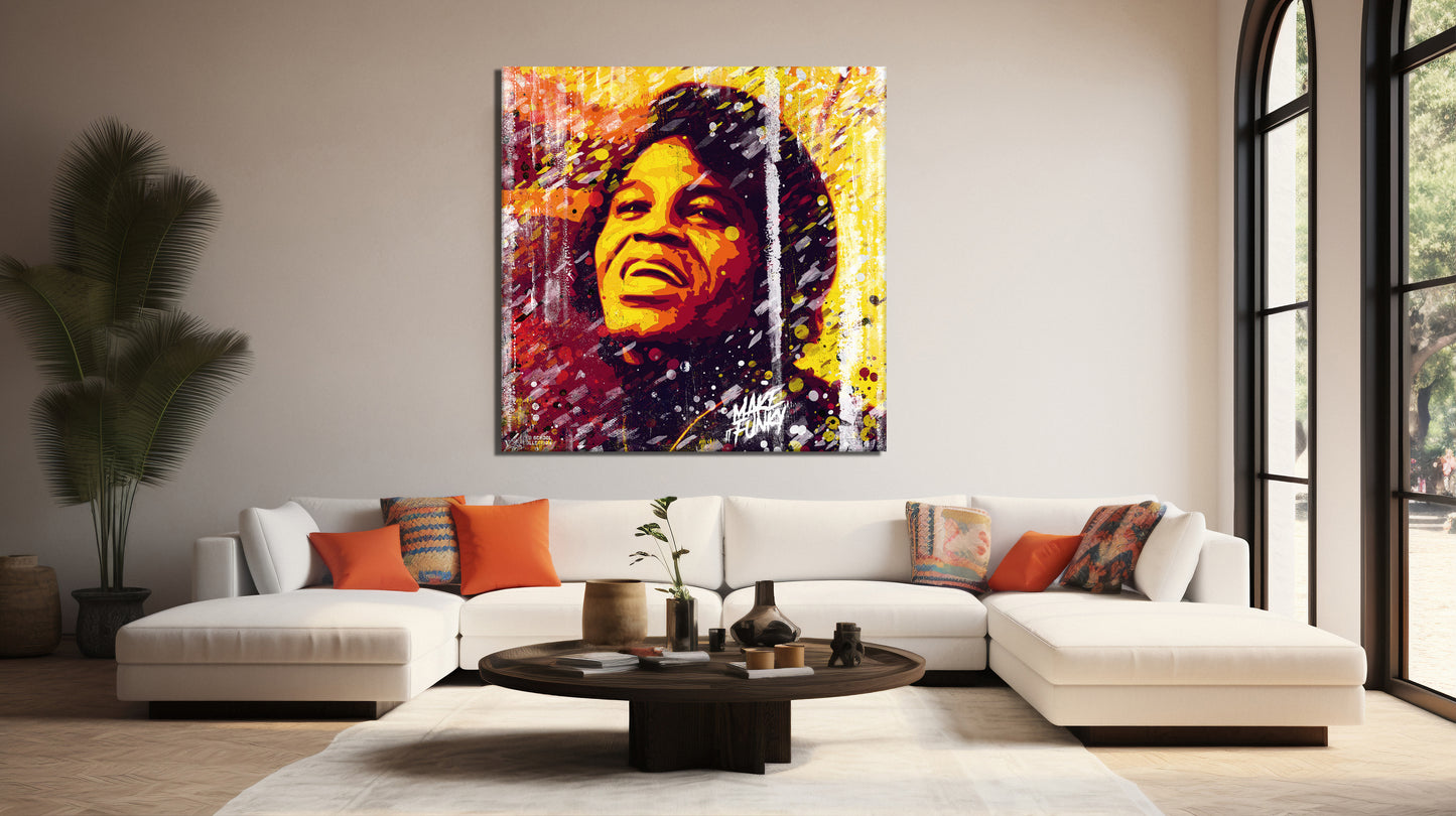 James Brown Abstract Painting Canvas Wall Art, Square Canvas Wall Art - 156