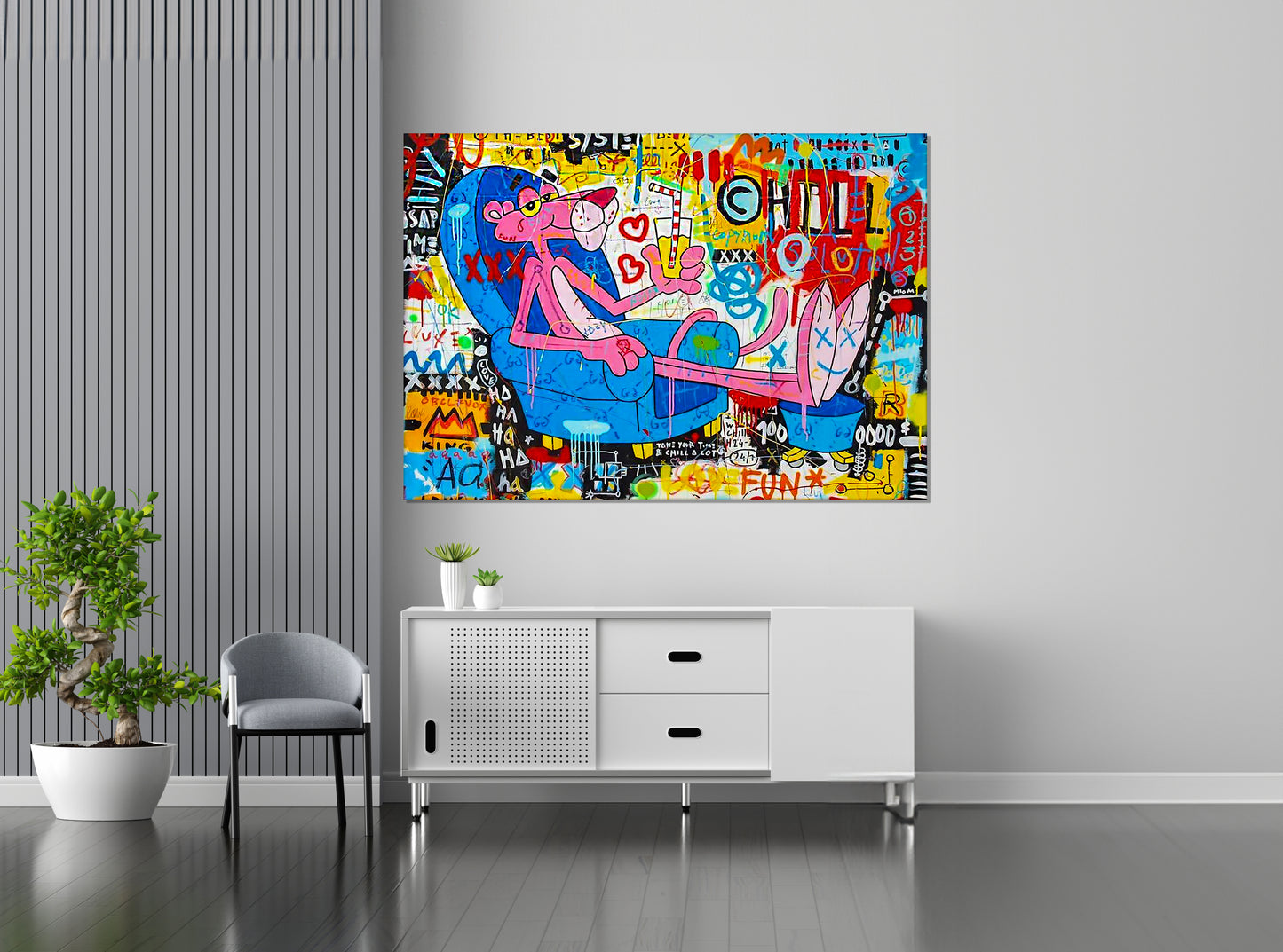 Pink Panther Pop Art Canvas Wall Art, Banksy Art,  Pink Panther, Street Graffiti Wall Art, Banksy  Pink Panther - 23