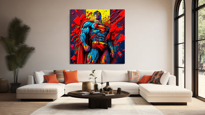 Superman Colorful Oil Paint Canvas Print Graffiti Square Canvas Art - 148