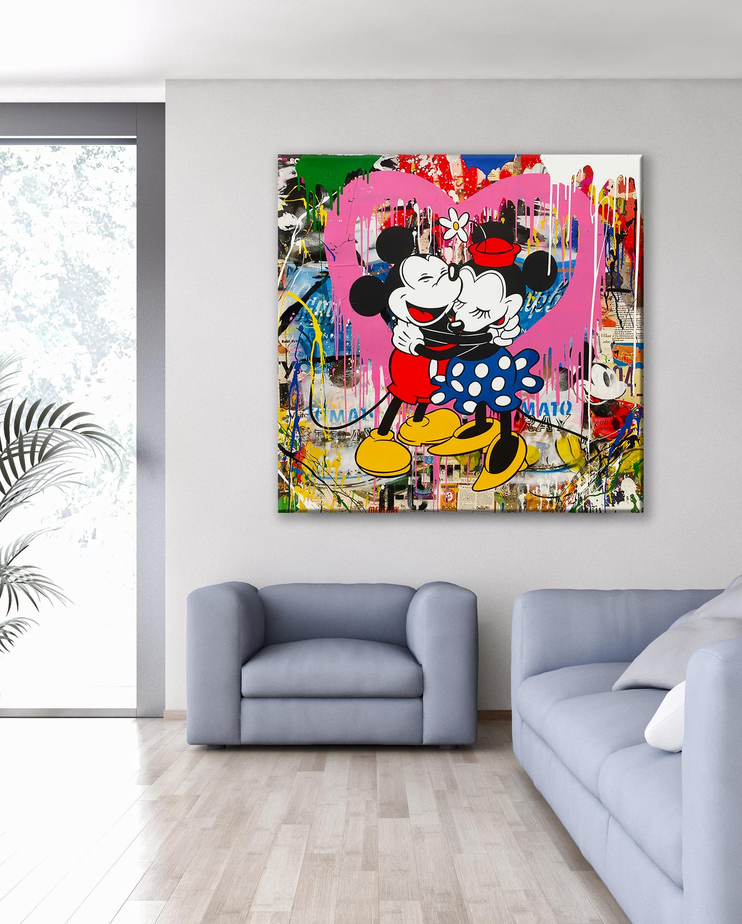 Banksy Graffiti Funny Mickey Mouse Canvas Art Print, Luxury Painting Fashion Prints Cartoon Birthday Christmas Gift Pictures Home Decor